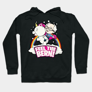 Bernie Sanders Feel The Burn Unicorn Rainbow Cartoon Hoodie